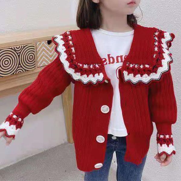 

pullover autumn winter teens red cardigan children girls lolita sweaters for teenage casual kids pull fille tiny cottons, Blue
