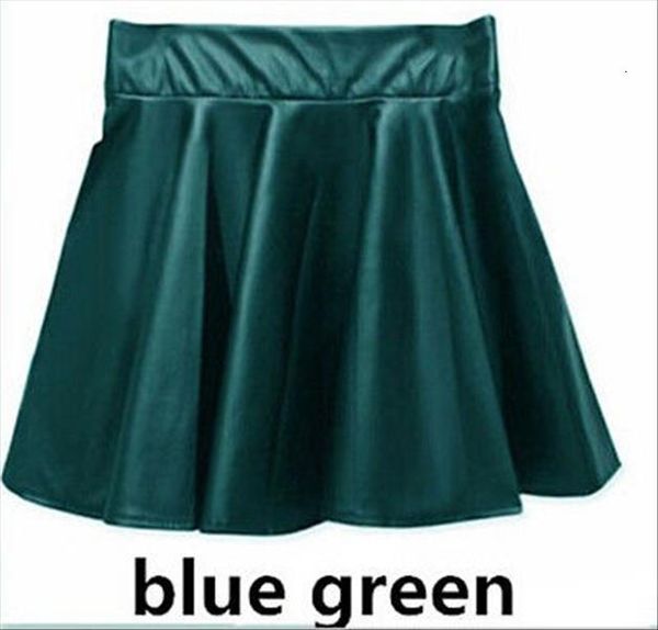 

slim pu high waist women skirts short mini pleated party faux leather, Black