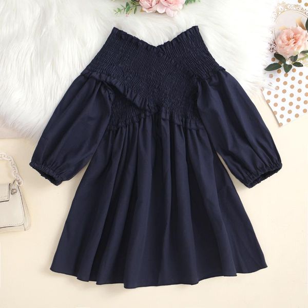 

girl's dresses cute kid girls dress autumn sweet princess toddler navy blue baby casual wear 2-7y, Red;yellow