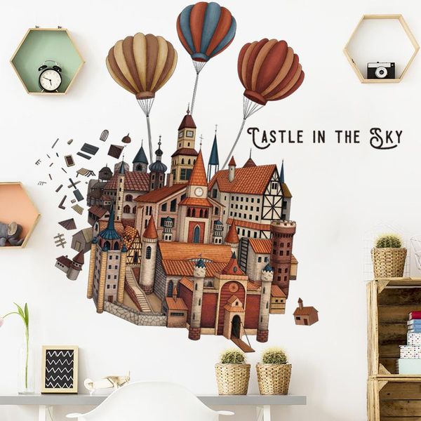 

wall stickers big cartoon retro castle in the sky diy for children's room kindergarten nordic style on