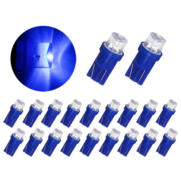 20 stks/partij Blauw T10 W5W 1LED Concave Hoofd Kleine Auto Lampen Strooien Hoed Voor Auto Klaring Lamp Instrument Lichten 12V