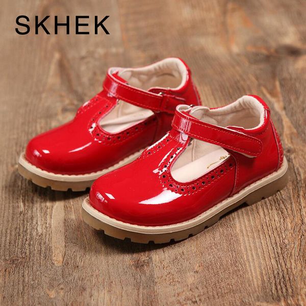 

sneakers skhek kids shoe autumn new single girls patent princess british retro leather boys shoes sku v212 1029, Black;red