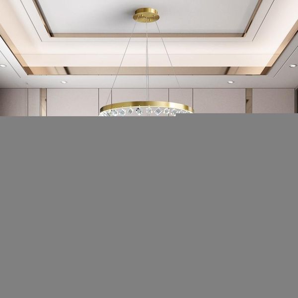 Lampade a sospensione Lampada da soffitto moderna in cristallo di lusso a LED per soggiorno Cucina Camera da letto Golden Circle Anelli Illuminazione lampadario in rame