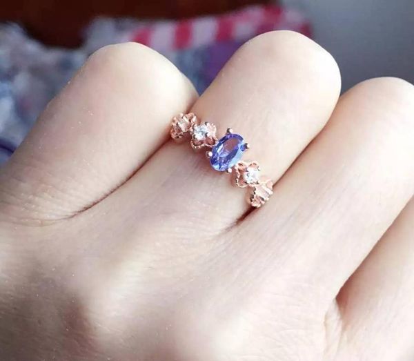 

cluster rings natural and real tanzanite luxury ring gemstone 925 sterling silver fine jewelry, Golden;silver