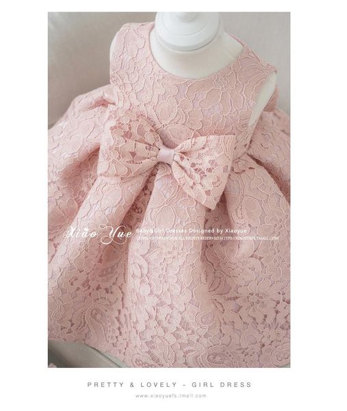 

girl's dresses elegant pink girl summer for wedding flower dress party princess baby birthday with big bow 2-12t, Red;yellow