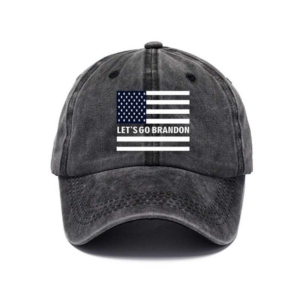 

let's go brandon ball hat anti biden funny humor baseball cap snapbacks us flag star stripes fjb print denim hats trump 2024 political, Yellow