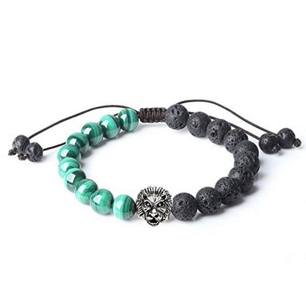 

beaded, strands lion black cord gemstone mens beaded lava jewelry macrame bracelet