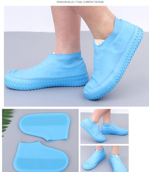 Raincoats reutilizável sapatos impermeáveis ​​de silicone capa unisex botas à prova chuva à prova de chuva antiderrapante Overshoes espessas resistente ao desgaste ao ar livre portátil útil