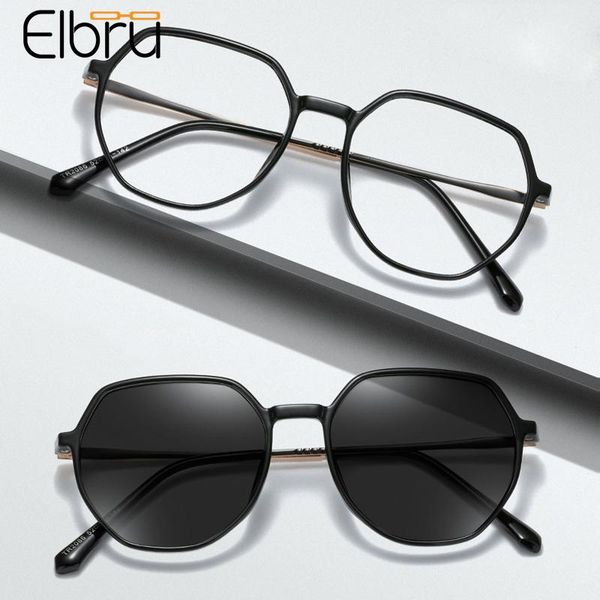 

elbru anion retro metal oversized glasses frame men women ultralight transparent color eyewear pochromic lens plain fashion sunglasses frame, Black