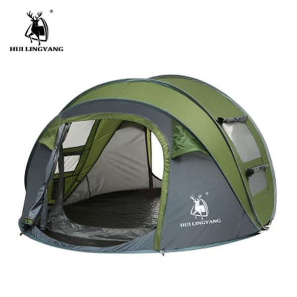 

huilingyang outdoor automatic throwing tent 3-4 people -up waterproof camping mountaineering large family tents and shelters