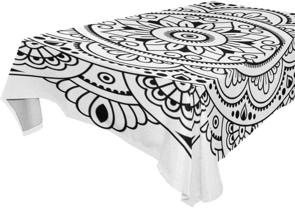 

modern circular mandala henna black table cloth home decoration