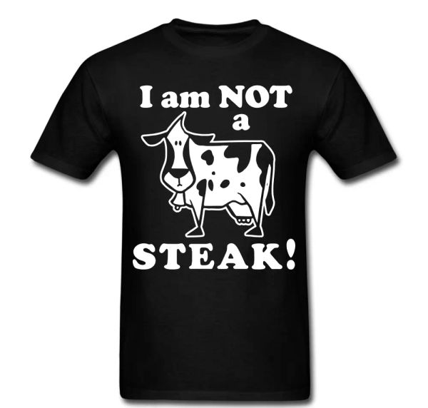 

i am not a steak cow bell milk bull meat burger t shirt tee, White;black