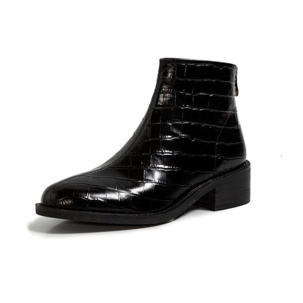 

boots memunia arrive genuine leather ankle women square heel casual shoes round toe fashion autumn winter women1 pvry, Black