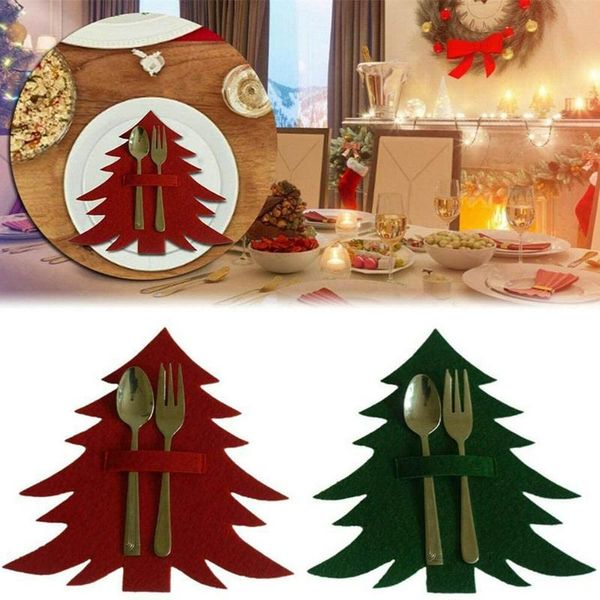 

mats & pads 1pcs portable cutlery storage bag christmas tree pouch home tableware holder dinning table decoration knife fork cover