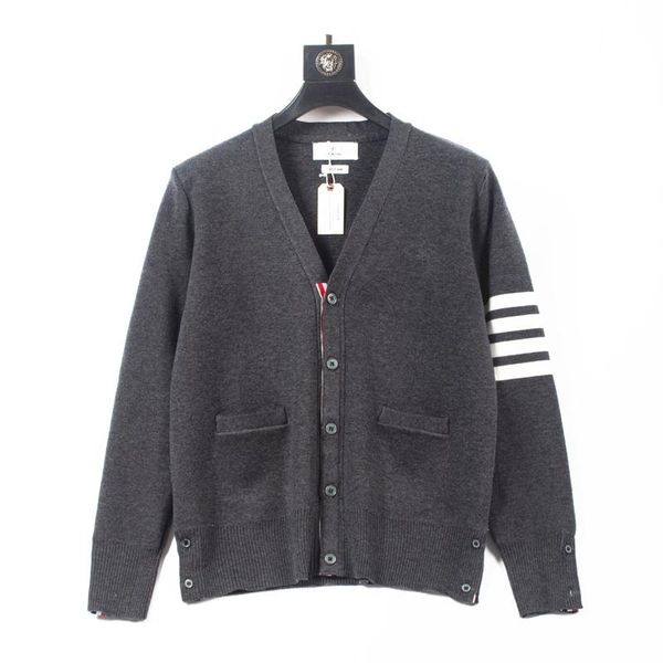 

men's sweaters spring/autumn couples v-neck wool cardigan long sleeve casual coat solid color sweater 1:1 classic brand, White;black