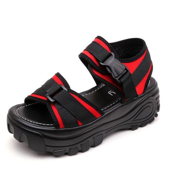 

dress shoes women sandals 2021 platform wedges for high heels sandalias mujer summer leather wedge, Black