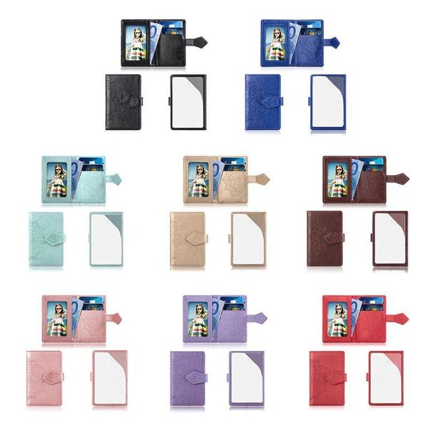 

card holders fashion embossed flower adhesive pouch case pocket sticker phone stand holder wallet lx9f, Brown;gray