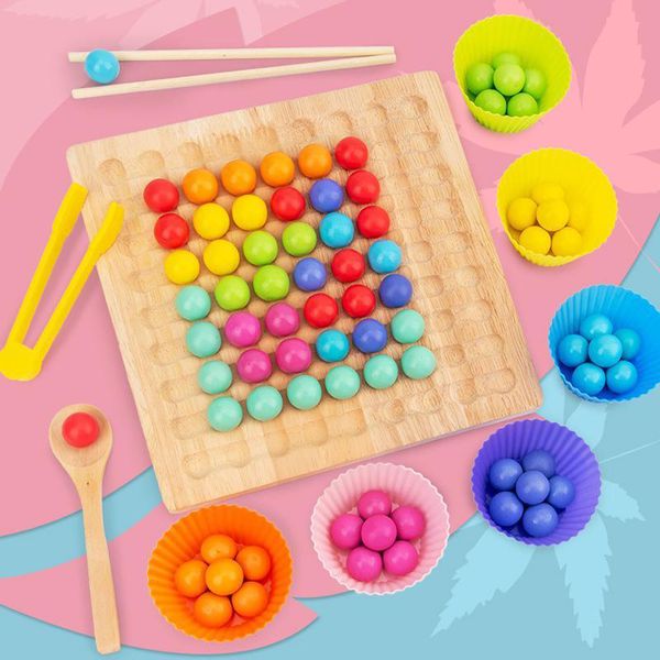 

Wooden Clip Beads Rainbow Toy Go Games Set Dots Beads Board Games Toy Rainbow Clip Beads Puzzle Montessori Educational Toys