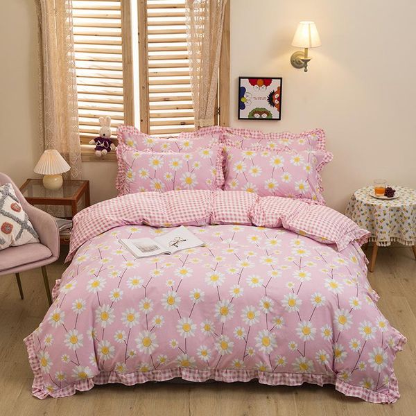 

bedding sets fashion set pink flower family sheet duvet cover pillowcase full king single ,bed 2021