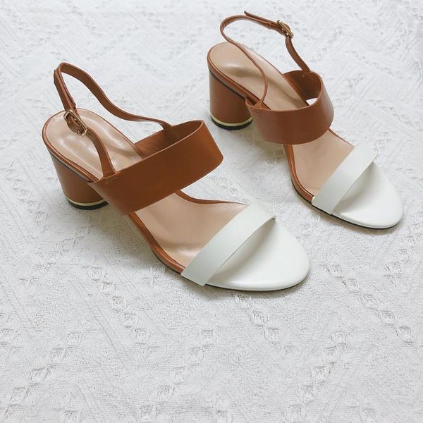 

sandals summer womens high-heeled fashion european and american thick heel color matching open toe round heels, Black