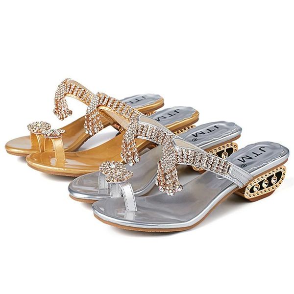 

women sandals flip flop fashion rhinestone wedges shoes crystal high heels, Black