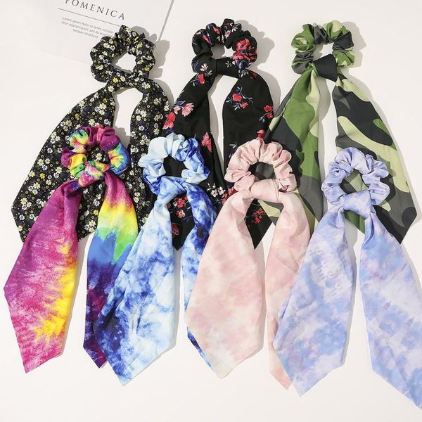 

hair accessories tie dye camo satin scrunchies girls women elastic bands headwear ponytail holder chiffon