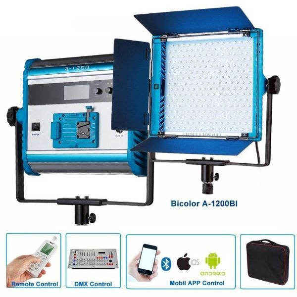 

yidoblo a-1200bi lcd display led lamp soft light bio-color panel for broadcast pography app remote control set flash heads