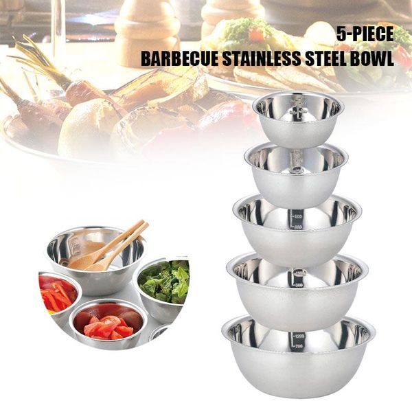 

camp kitchen 5pcs picnic barbecue stainless steel bowls anti-rust outdoor tableware ncm99