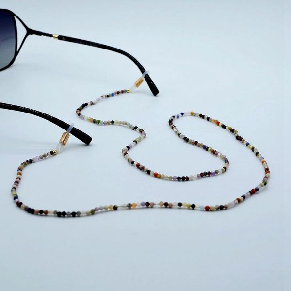 

sunglasses frames rainbow stone glasses chain, natural crystal, accessories, ladies' personal items, creative chain, Silver