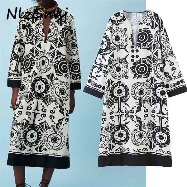 

women loose vintage dress elegant mid calf o neck straight long sleeves for lady party 05 210628, Black;gray