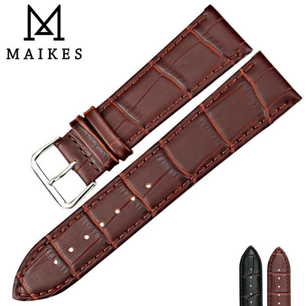 

watch bands maikes thin genuine leather band strap 16mm 18mm 20mm 22mm accessories men & women brown watchbands for brand, Black;brown