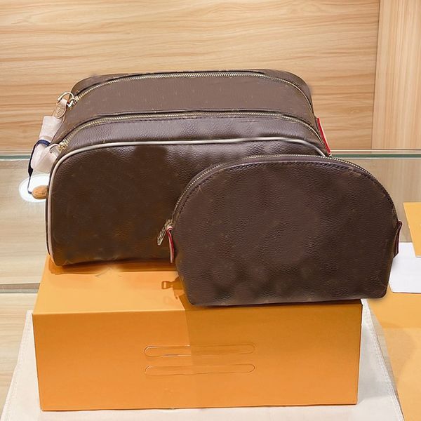 

women clutch hand bags + shell cosmetic bag 2pcs set handbag purse canvas leather classic fashion letter makeup pouch portable toiletry