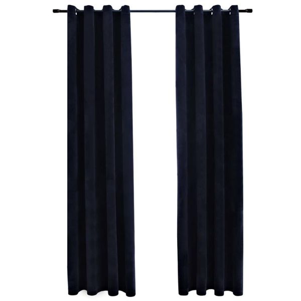 

curtain & drapes blackout curtains with rings 2 pcs velvet black 140x225 cm