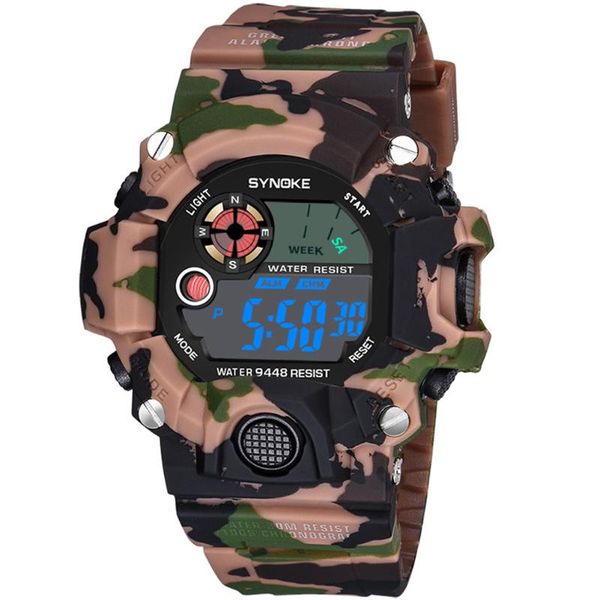 

men women waterproof fabala wrist watch sport abs uv multifunctional digital electronic camouflage casual military watches wristwatches, Slivery;brown