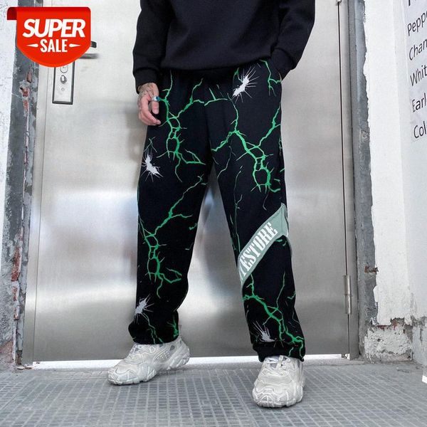 

sweatpants harajuku style hip-hop tide patchwork printed skateboard pants men's trousers #og7z, Black