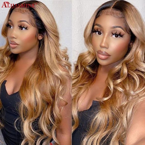 

honey blonde brown human hair wigs for black women brazilian remy body wave lace front 150% lace1, Black;brown