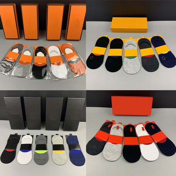 

casual ladies slipper socks 5 pairs/box classic letter embroidery boat sock outdoor sports low side socks, Black;white