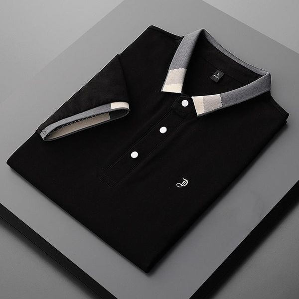 

men's polos short-sleeved t-shirt lapel shirt solid color with collared clothing, White;black