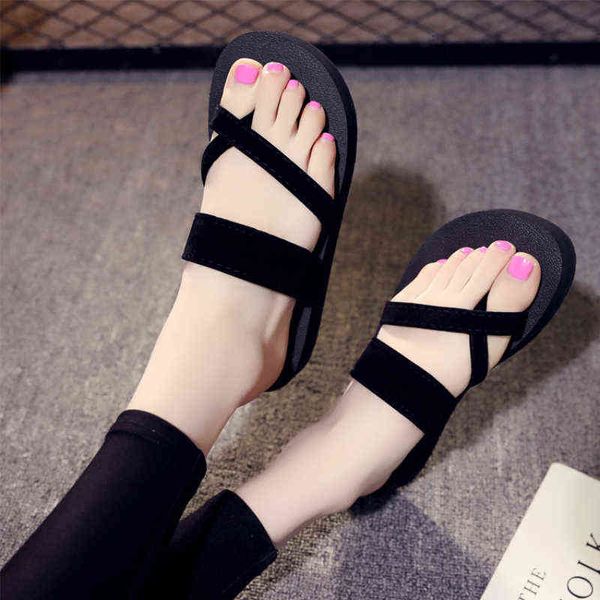 

new women slippers fashion summer outdoor light weight flat flip-flop black non-slip basic home sandals zapatilla mujer y220307