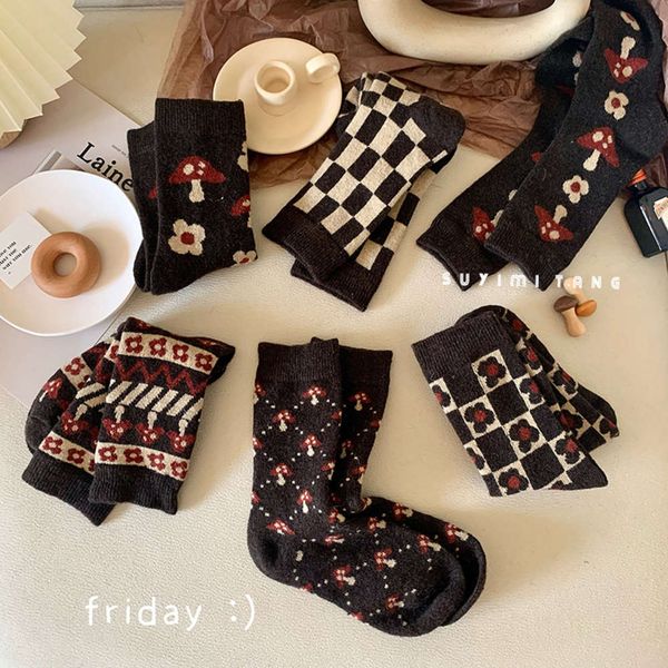 

winter wool lattice thickened, Black;white