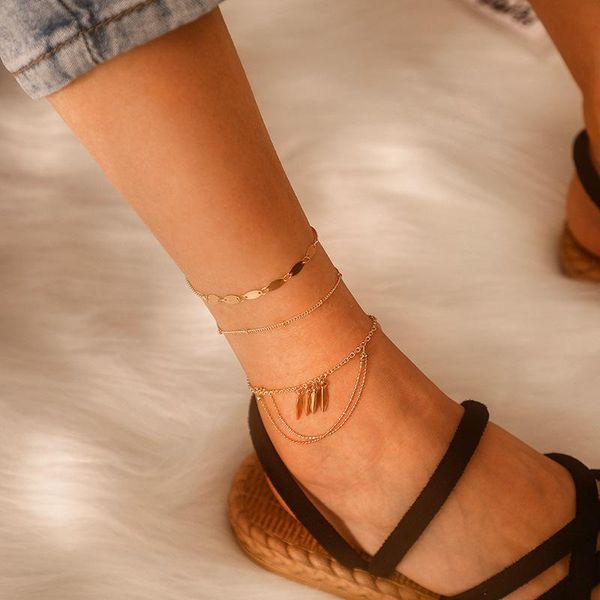 

anklets summer women's fashion anklet bohemian retro leaf geometry pattern charm temperament bracelet gift simple adjustable 2021, Red;blue