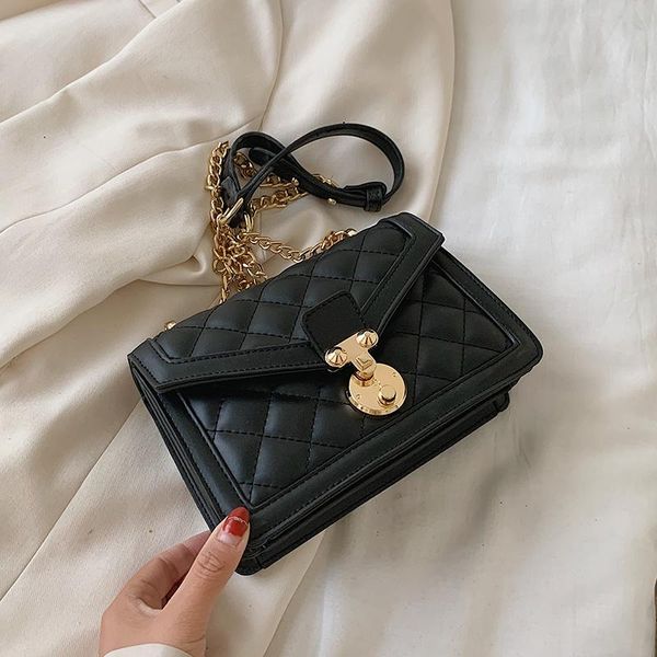 

evening bags lattice square crossbody bag 2021 fashion pu leather women's designer handbag lock chain shoulder messenger