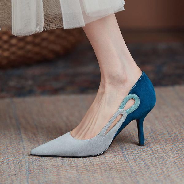 

genuine leather hollow out heels party women shoes spring/autumn dress, Black