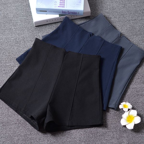 

women's shorts summer 2020 new black high waisted spring and autumn wear versatile thin wide leg a-bottom pants, White;black