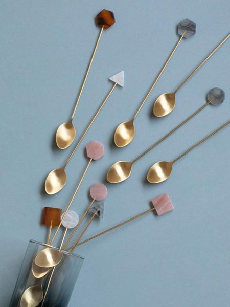 

spoons a color coffee tea stir spoon long handle ice cream dessert eco-friendly stainless steel tableware kitchen supplies #a