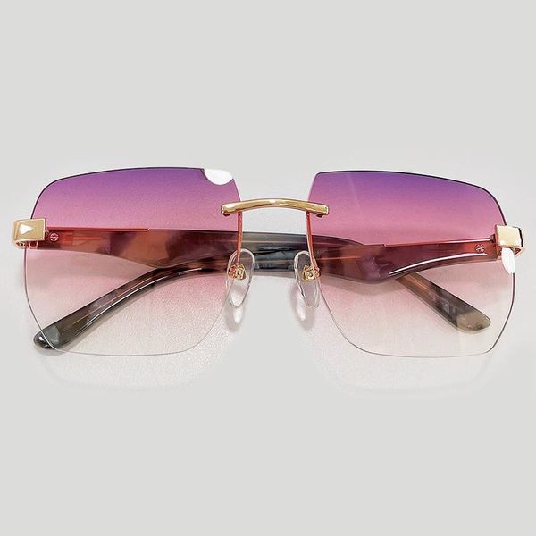 

sunglasses rimless fishing women brand square oversized big frame colorful female mirror unisex, White;black