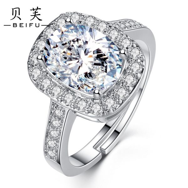

simple oval fashionable zircon ring straight, Silver