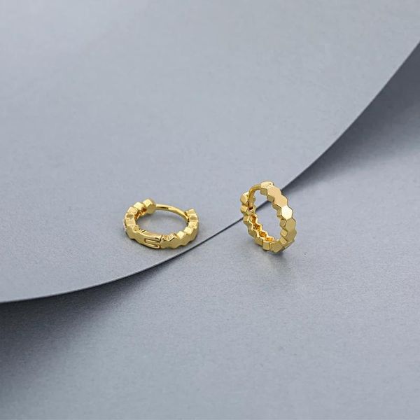 

hoop & huggie looxi gold european and american minimalist beehive earrings for women geometric modern chic design sense metal jewelry, Golden;silver