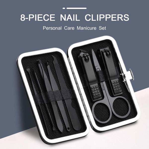 

nail art kits professional clipper tools 8pcs file tweezers sets household pedicure manicure tool stainless steel clippers set
