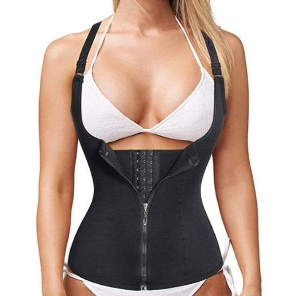 

waist support women trainer push up vest tummy belly girdle body shaper cincher corset zipper plus size s-4xl shaperwear, Black;gray